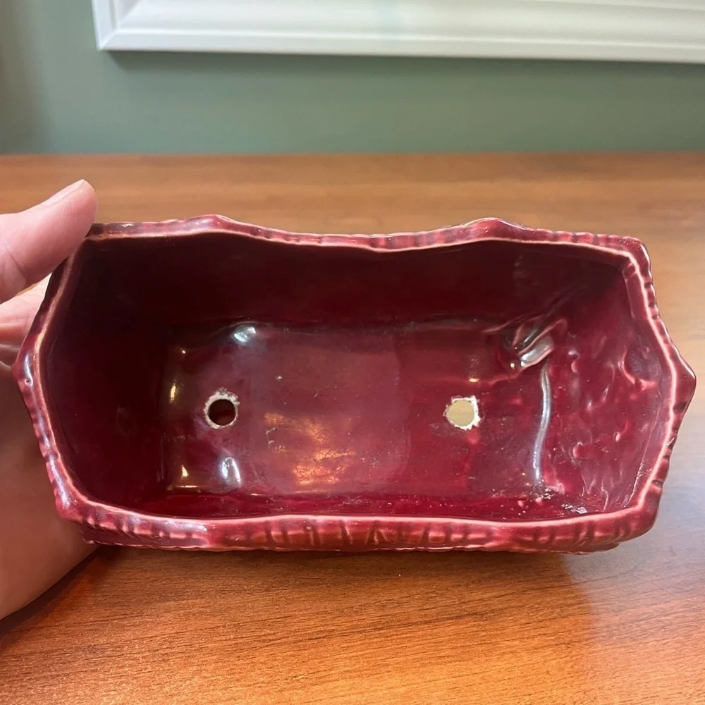 McCoy Planter Pottery USA Burgundy Red Rectangle 7 x 3 x 3